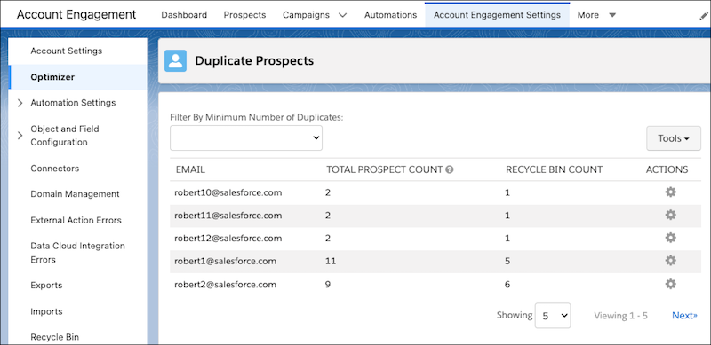 Account Engagement Prospect Merge